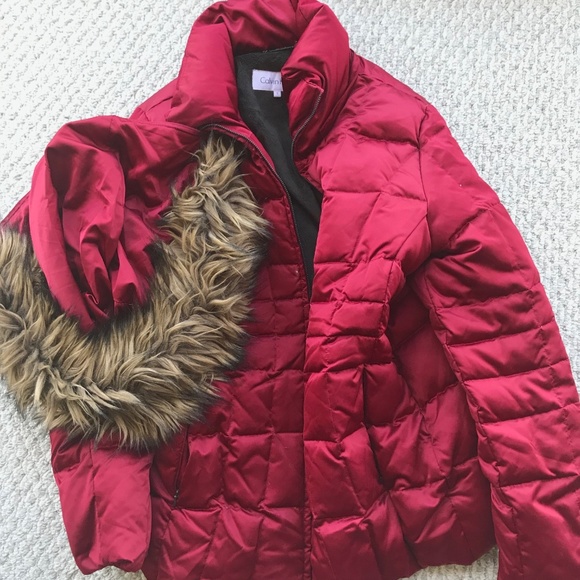 calvin klein red down jacket